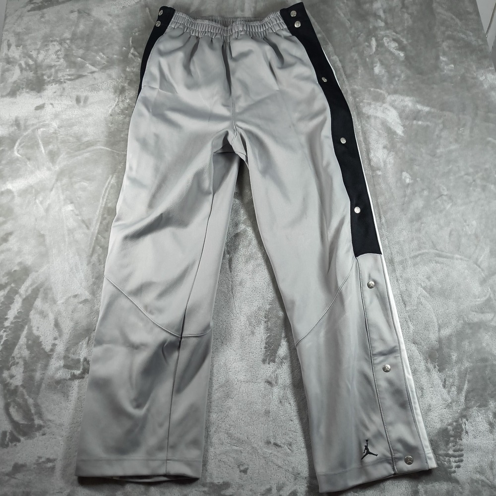 Jordan Track Pants Men Medium Gray Tear Away Basketball Side Snap Nike Gym Train